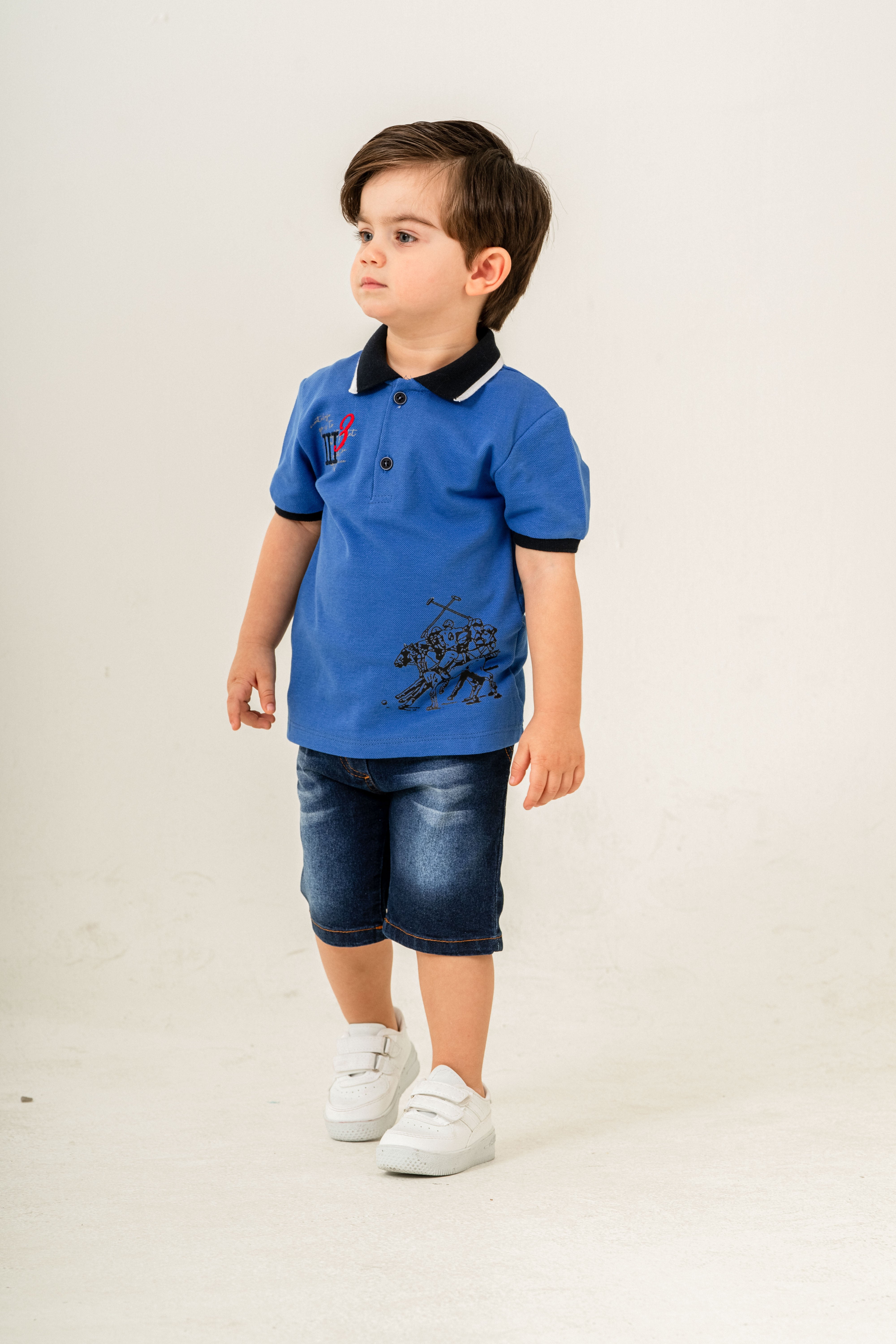 Erkek Çocuk Polo Yaka Nakışlı Yazlık 2 Parça Takım 2-5 Yaş